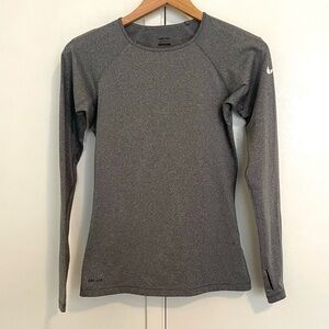 Nike Pro Dri-fit Heather Gray Long Sleeve Top Small